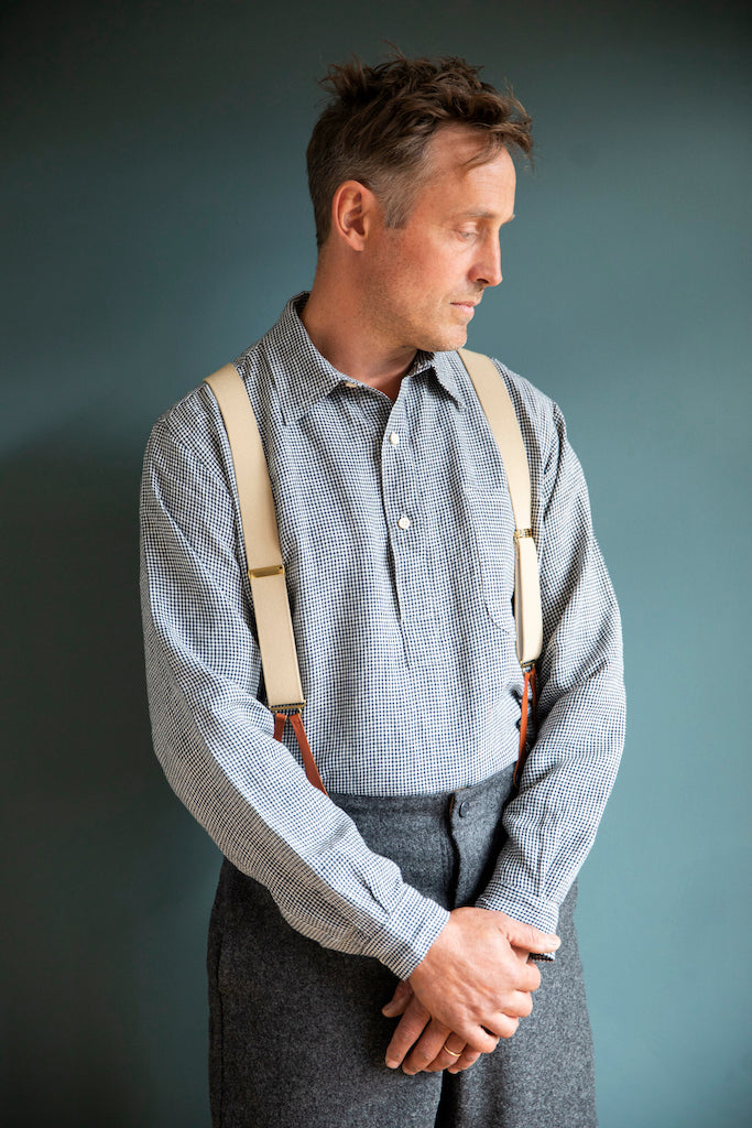 Blue Check Irish Linen